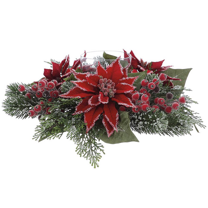 Iced Poinsettia Centerpiece - Red