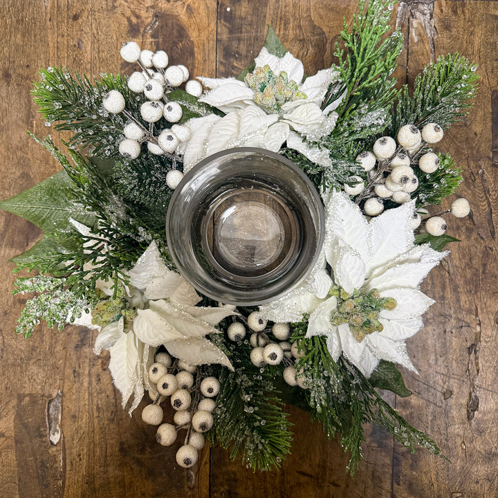 Iced Poinsettia Centerpiece - White