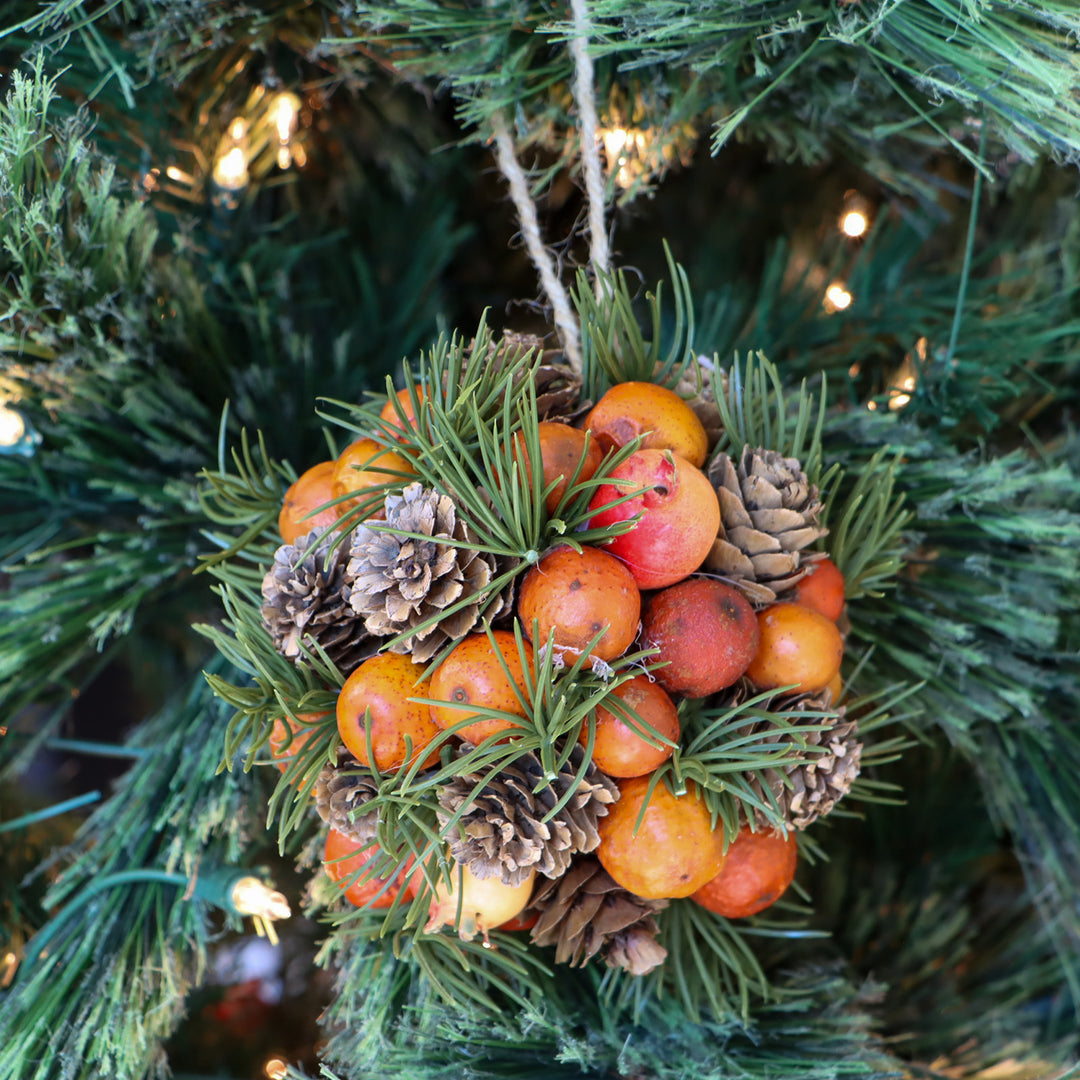 Orange Pods & Pine Ornament