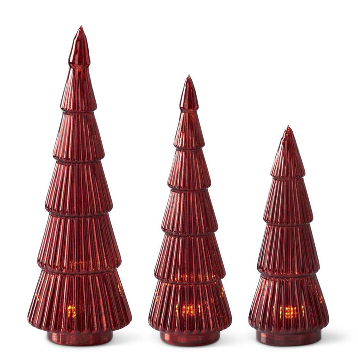 Red Ribbed LED Tree