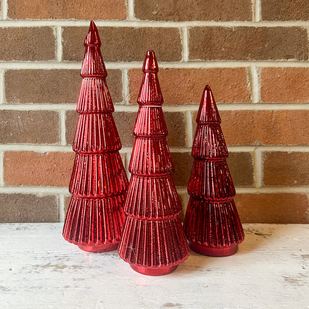 Red Ribbed LED Tree
