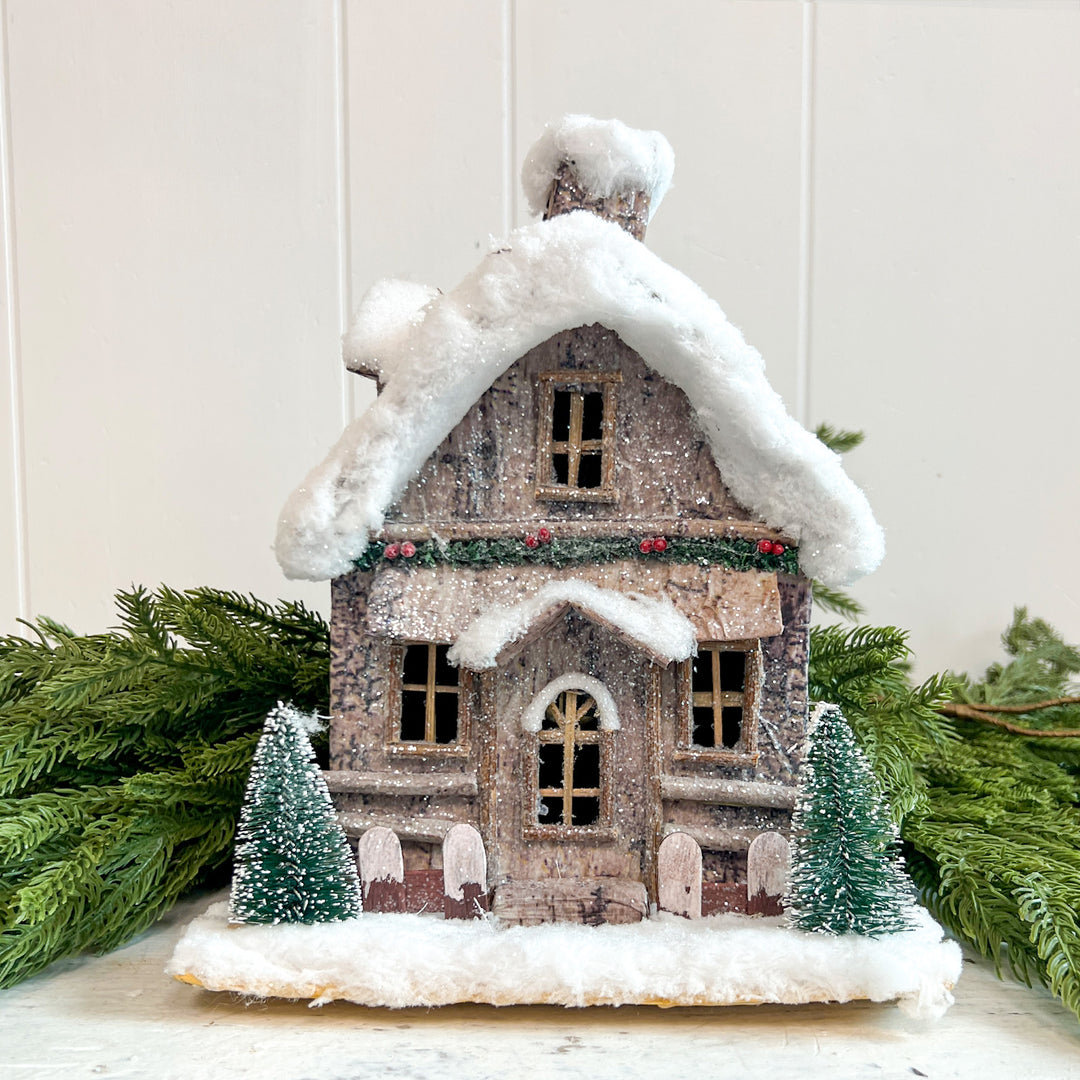 Lit Rustic Winter Cottage
