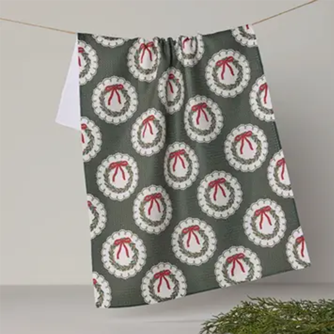 Merry Wreaths Tea Towel
