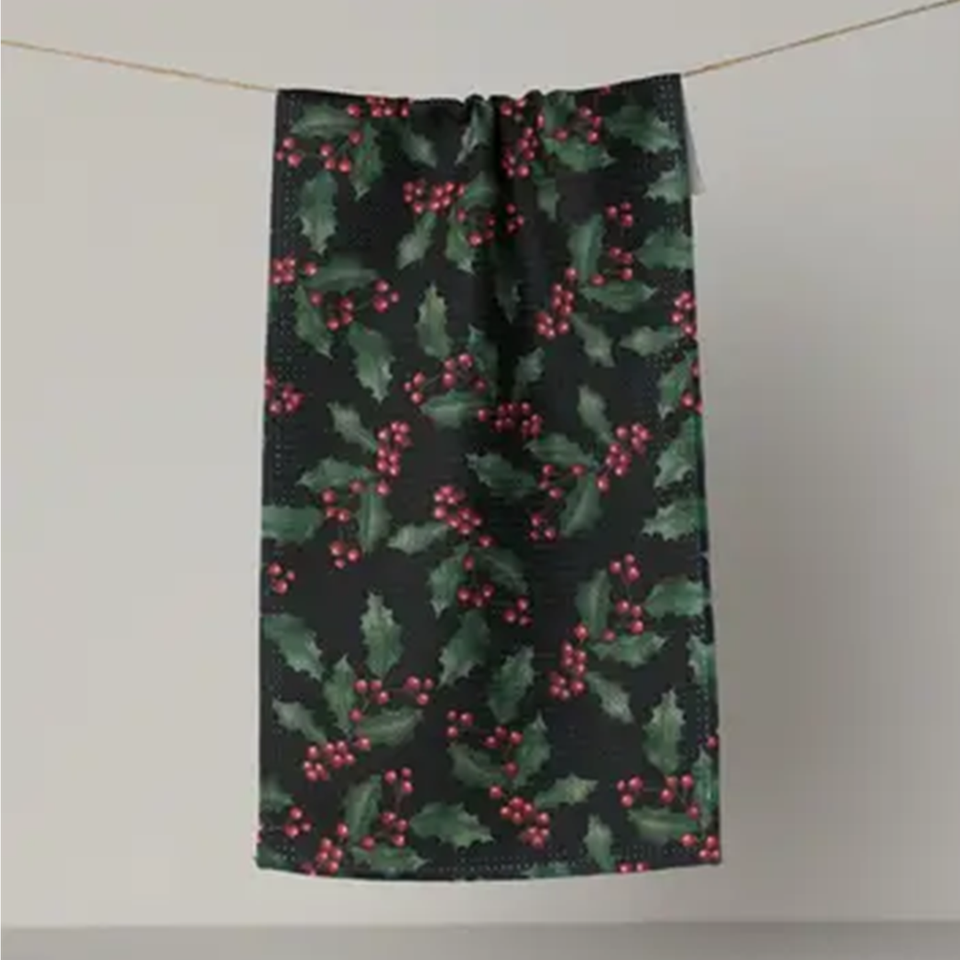Holly Night Mini Tea Towel