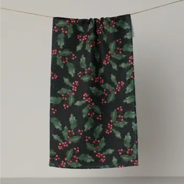 Holly Night Mini Tea Towel