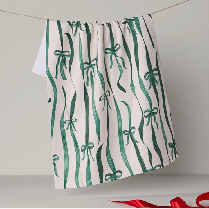 Falling Ribbon Tea Towel - Fir