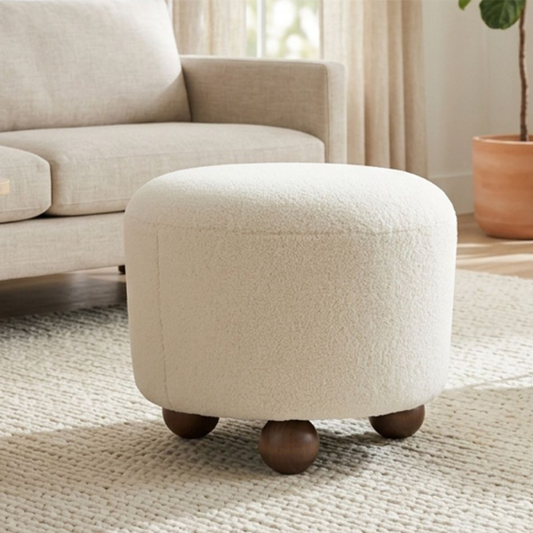 Jade 20" Ivory Ottoman