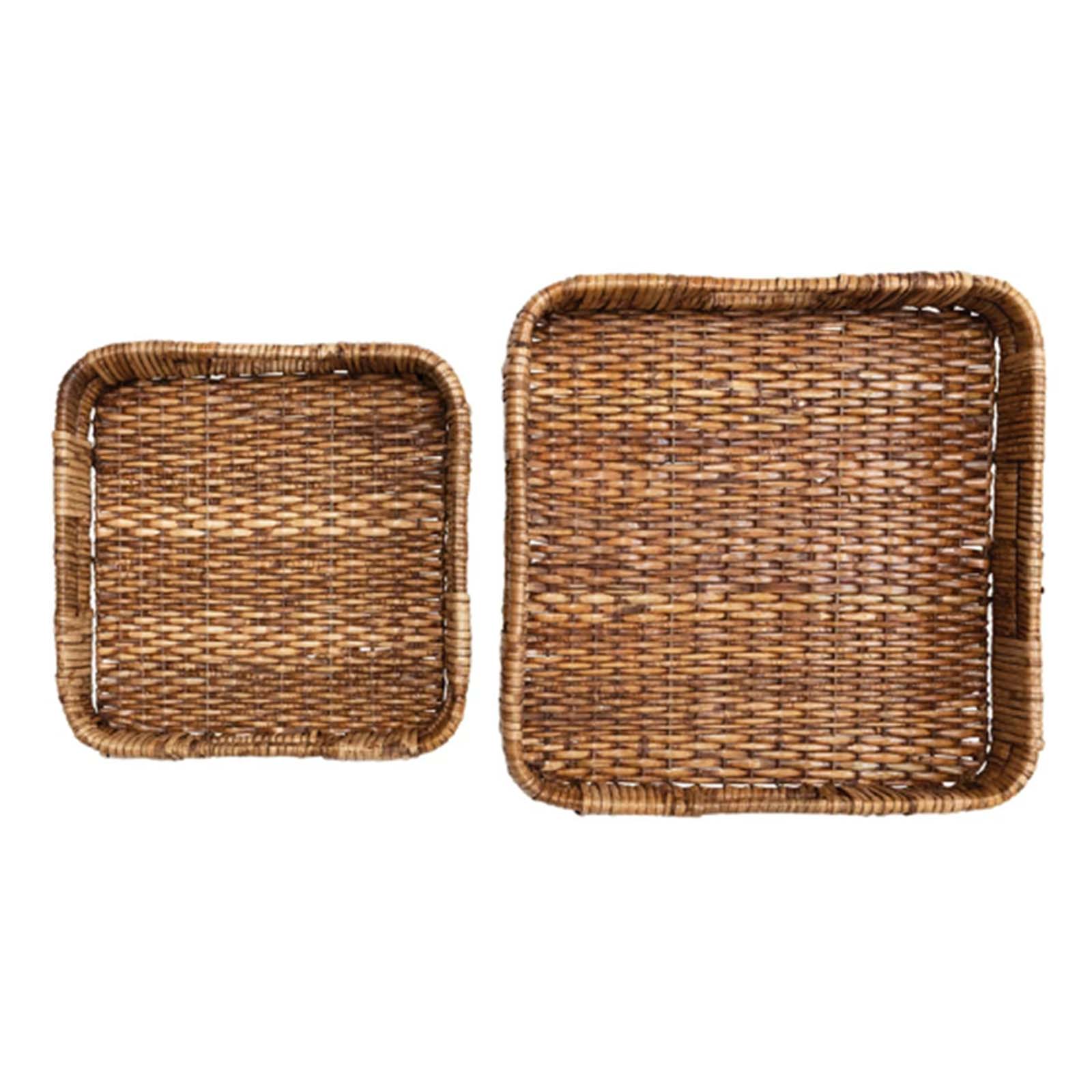 Hand Woven Rattan Tray with Handles