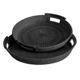 Round Capiz Black Tray