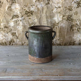Aged Olive Pottery Crock