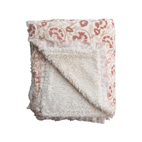 Rose Floral Sherpa Throw