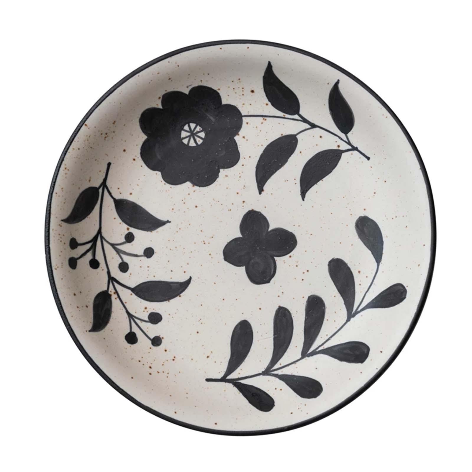 Black and Cream Floral Bowl