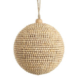 5" Green Wood Bead Ball Ornament