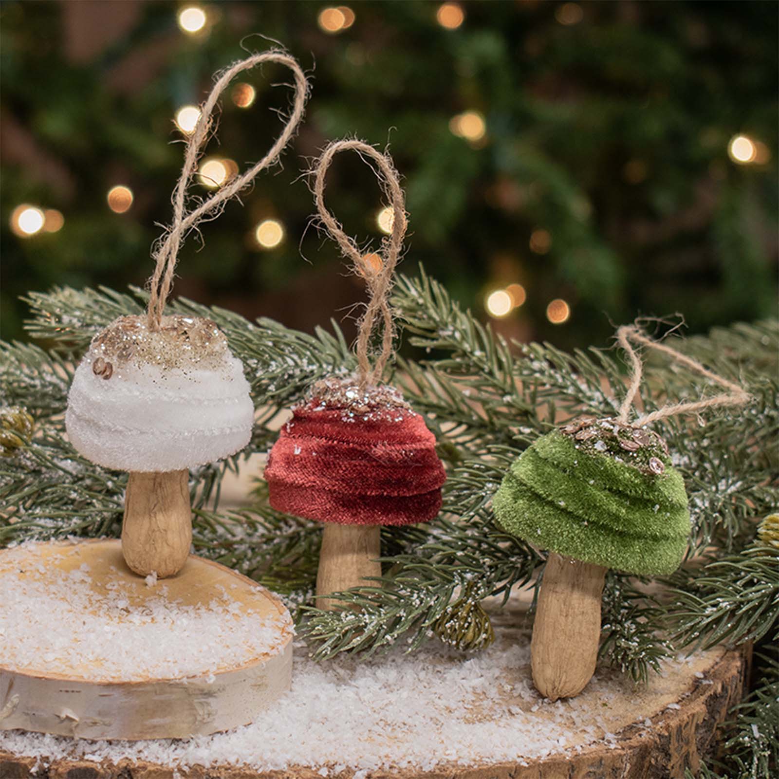 Velvet Mushroom Ornament