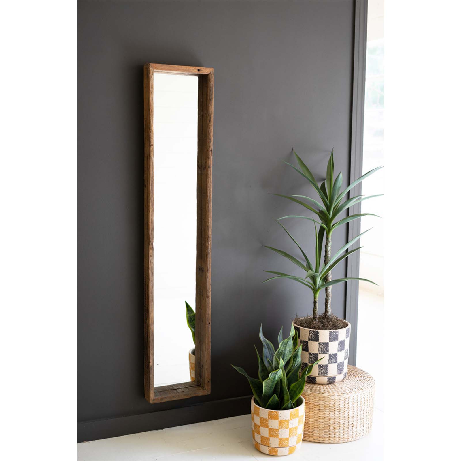 Illustration of Reclaimed Wood Metal Frame Mirror