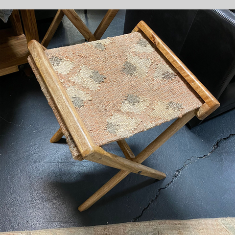 Wood & Jute Folding Stool