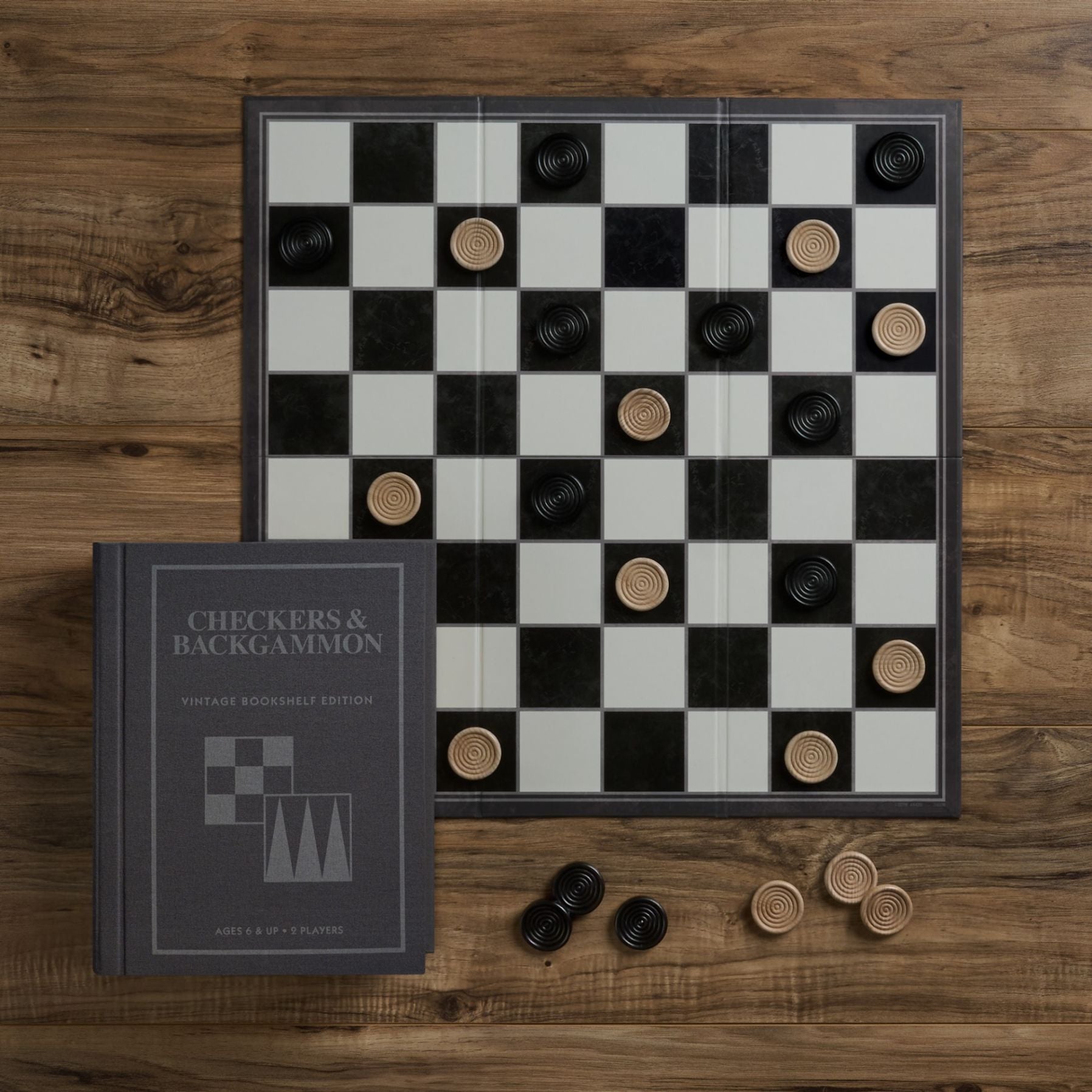 Vintage Bookshelf Board Game - Checkers & Backgammon