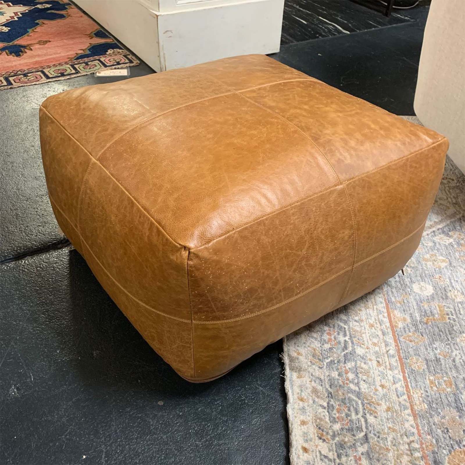 Dupont 24" Leather Pouf