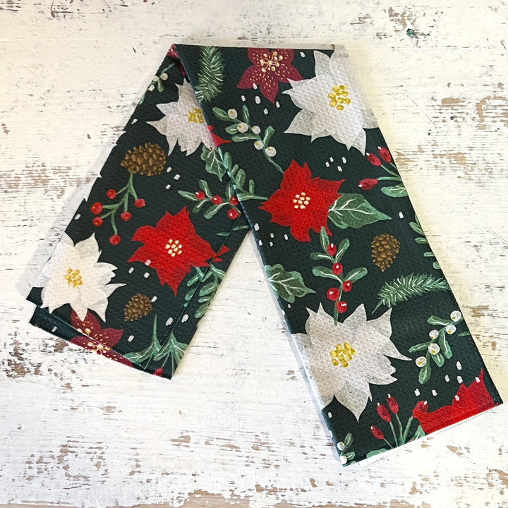 Jolly Poinsettias Tea Towel