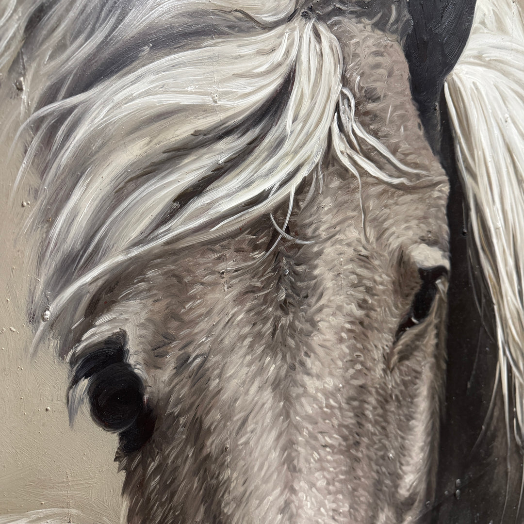 Horse Print on Recycled Metal