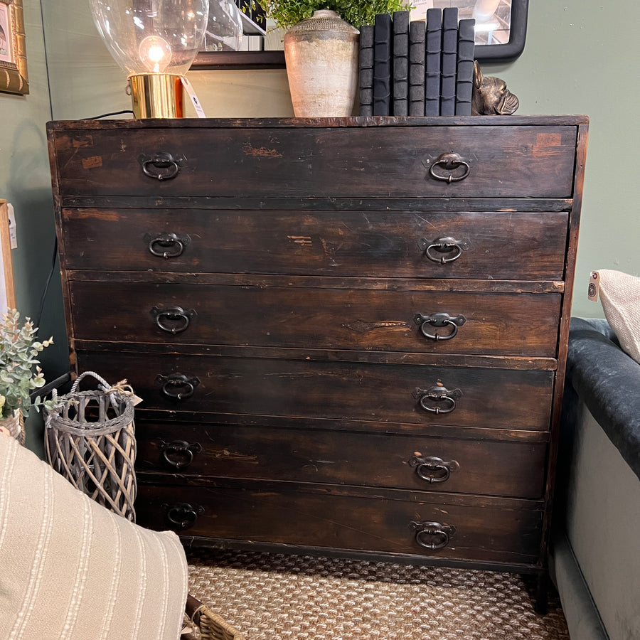 vintage dark wood dresser Bradley Dark Brown 6 Drawer Chest – Trove Warehouse