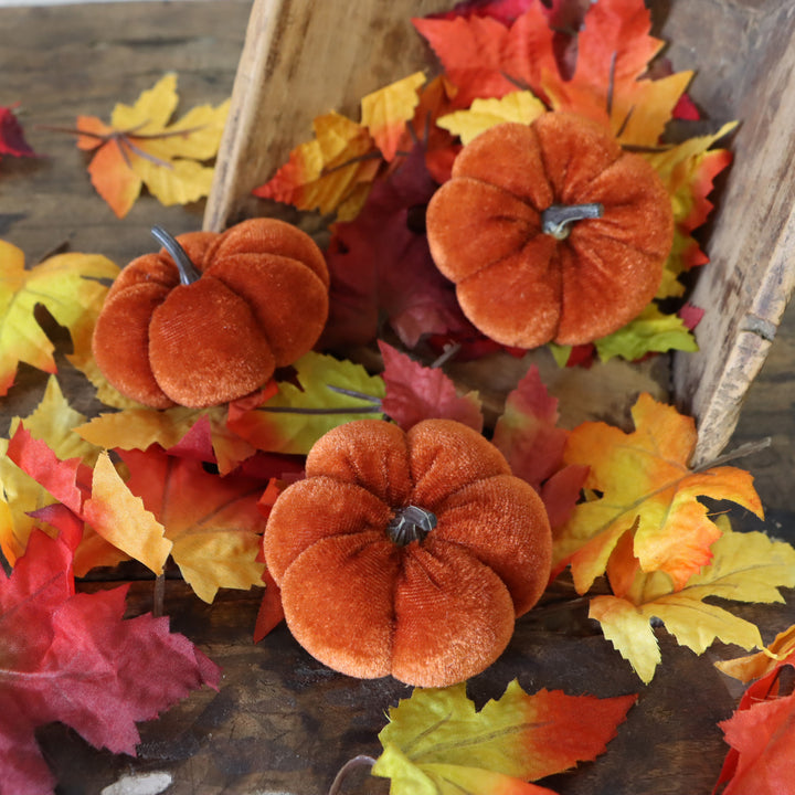 Mini Velvet Pumpkin - Brown