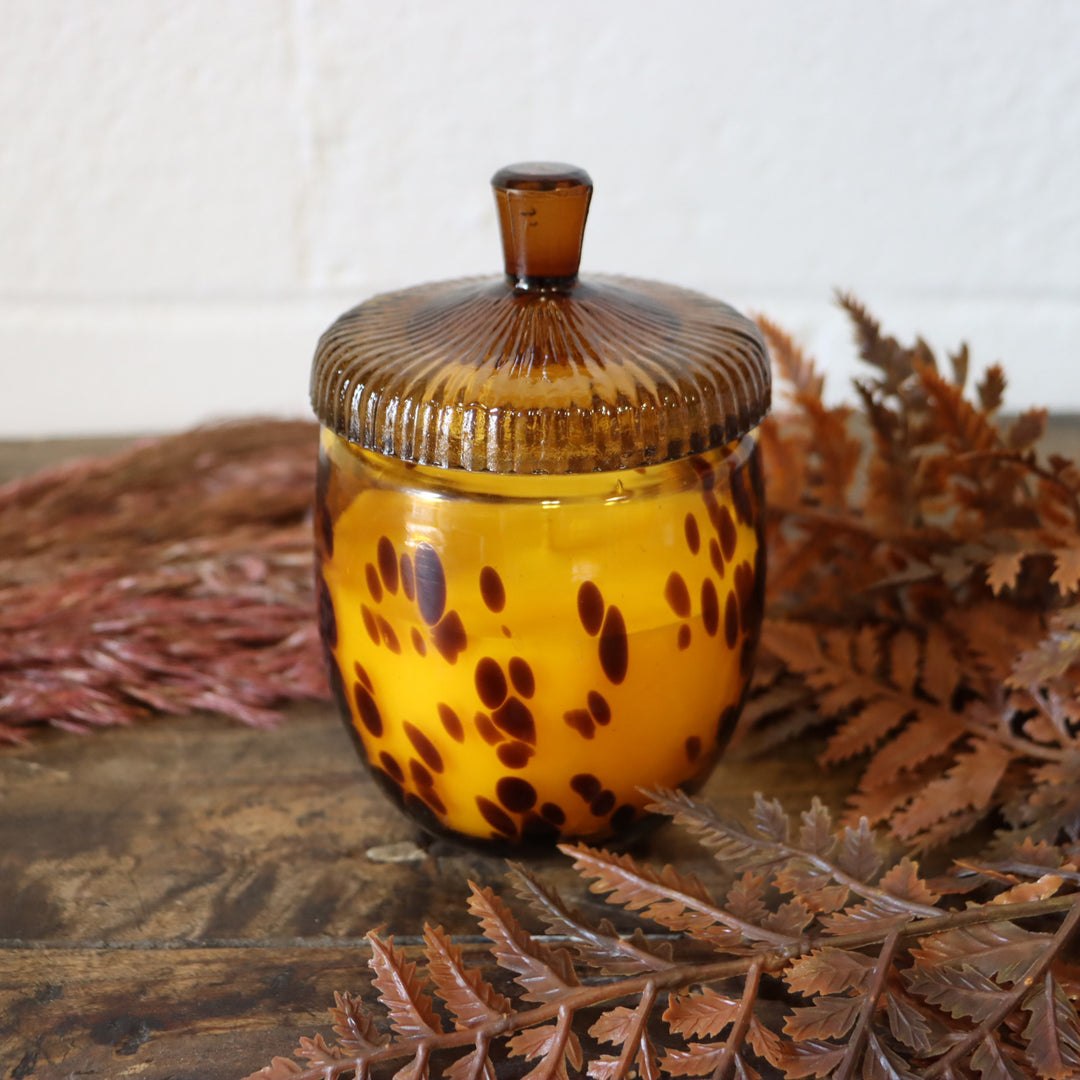 Glass Acorn Candle - Woodfire