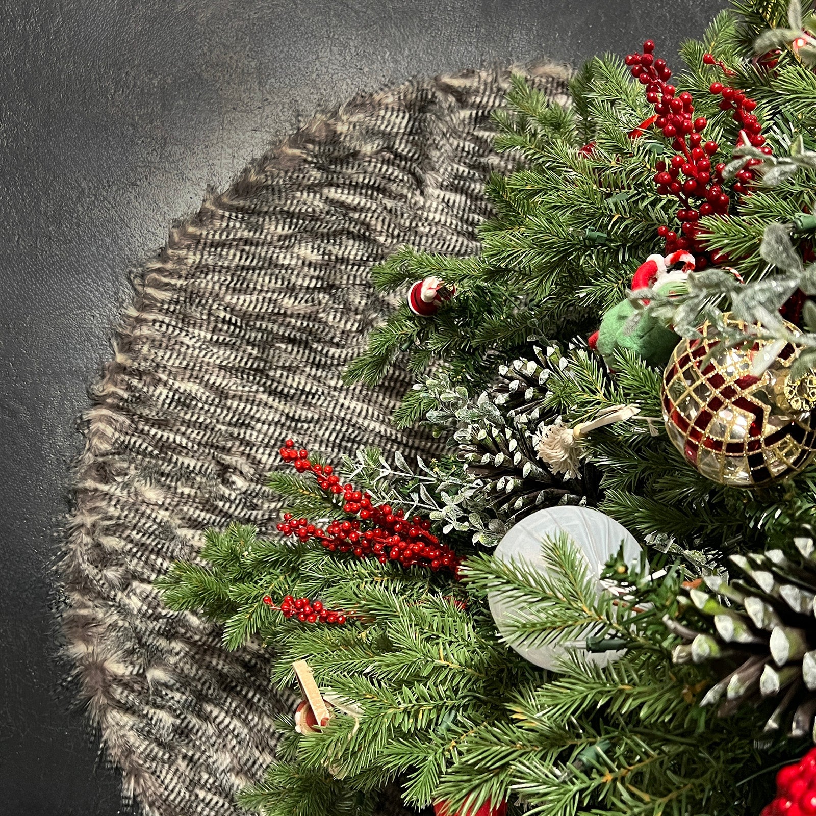 Gray Faux Fur Tree Skirt