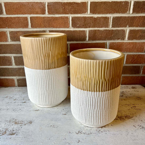 Beige and White Pot