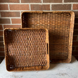 Hand Woven Rattan Tray with Handles