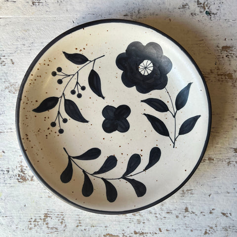 Black and Cream Floral Bowl