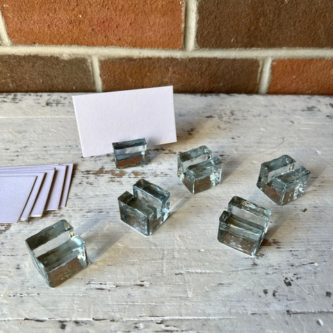 Set/6 Glass Cube Place Holders