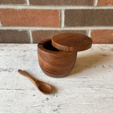 Wood Covered Jar w/ Spoon