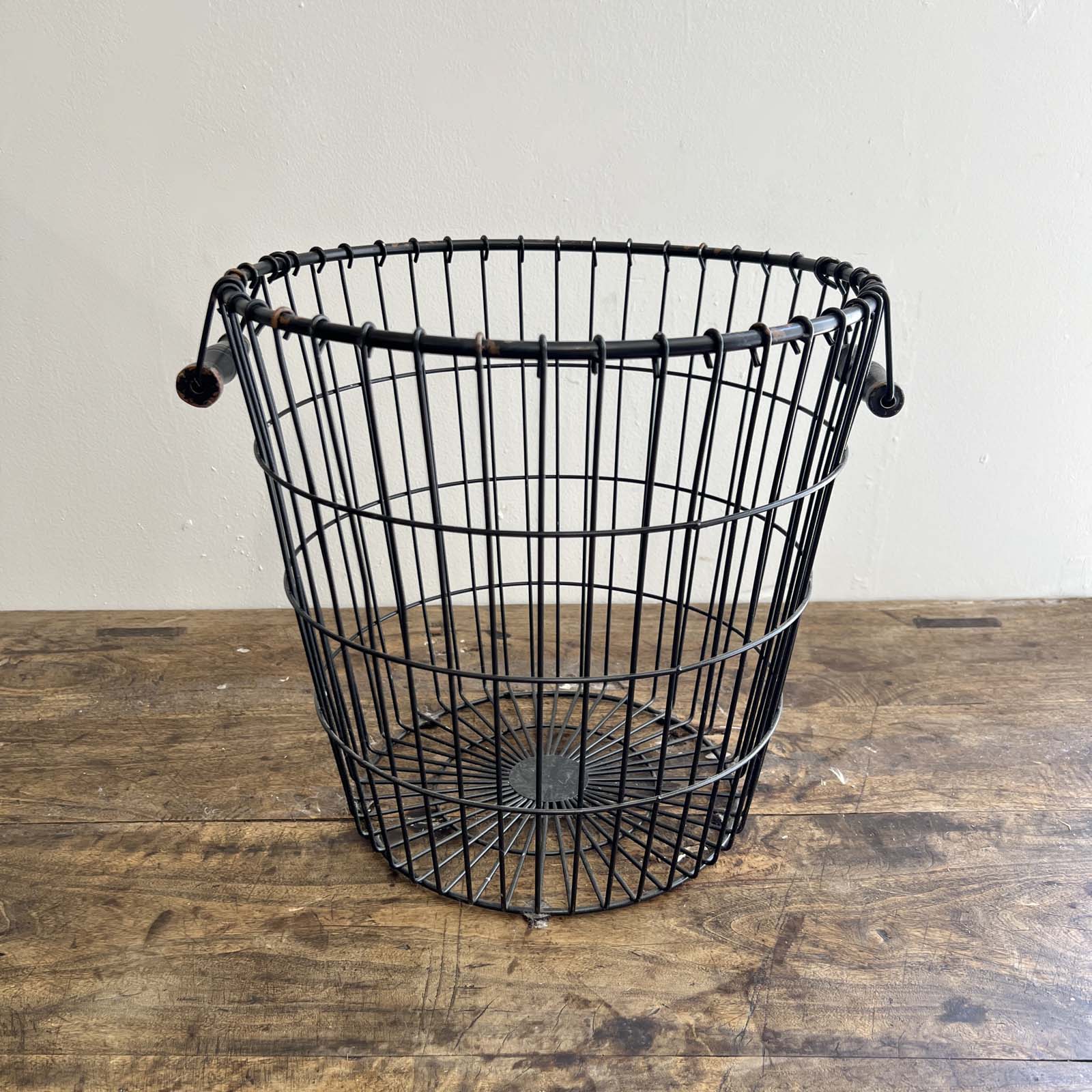 Antique Black Wire Bushel Basket