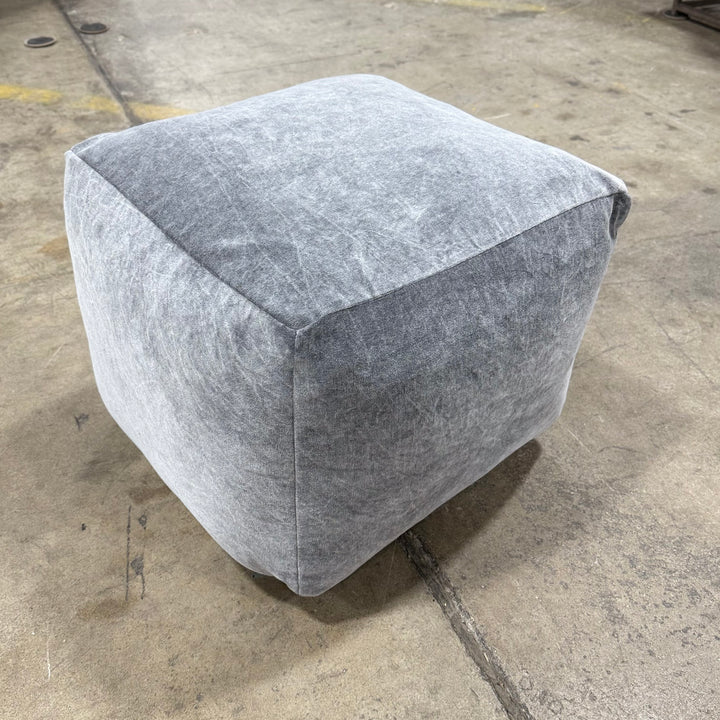 Velvet 18" Pouf - Stone Gray