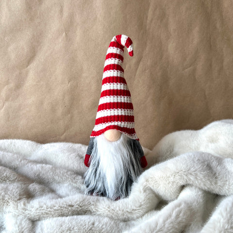 Santa Gnome W/Striped Hat