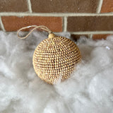 5" Green Wood Bead Ball Ornament