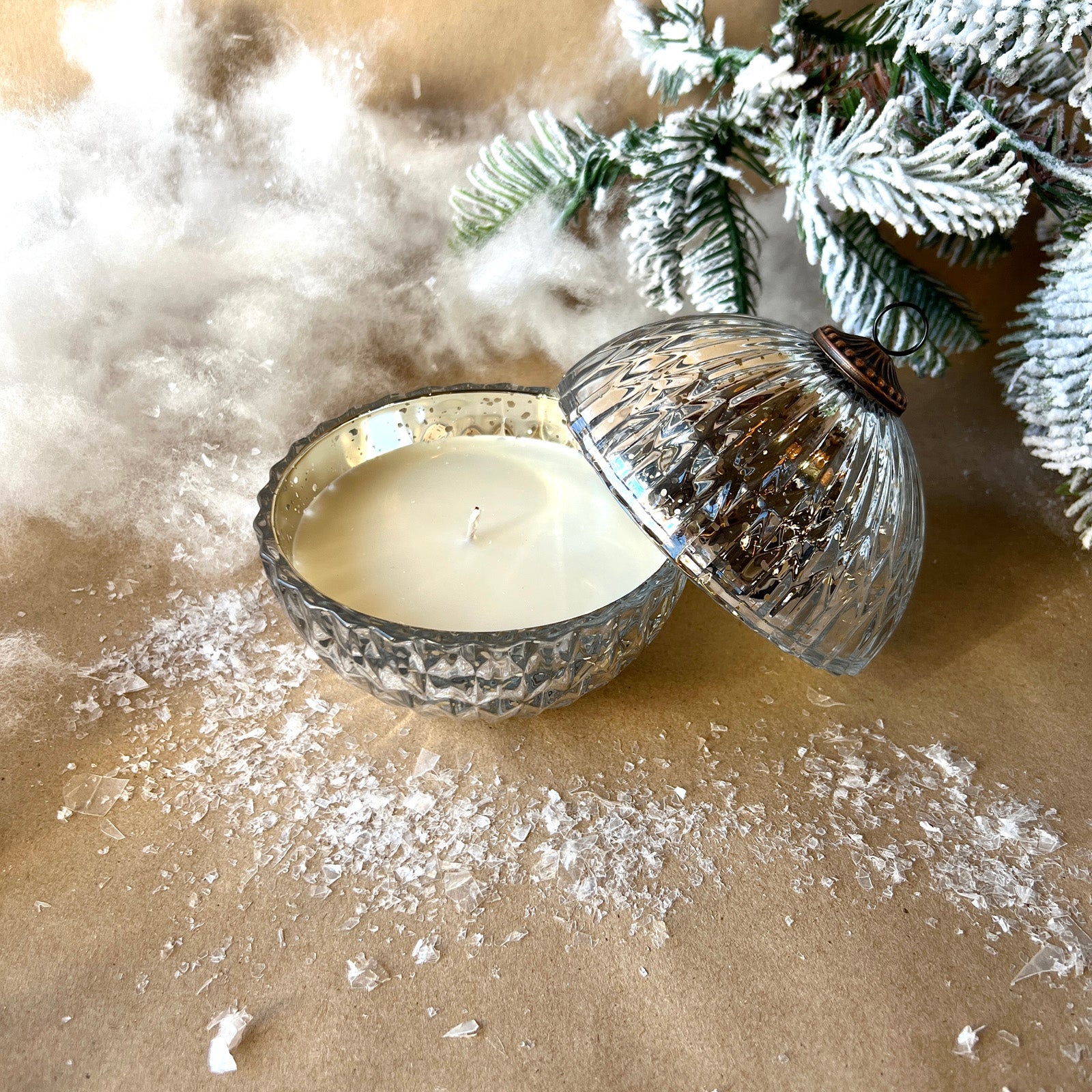 Silver Ornament Candle - Balsam & Cedar