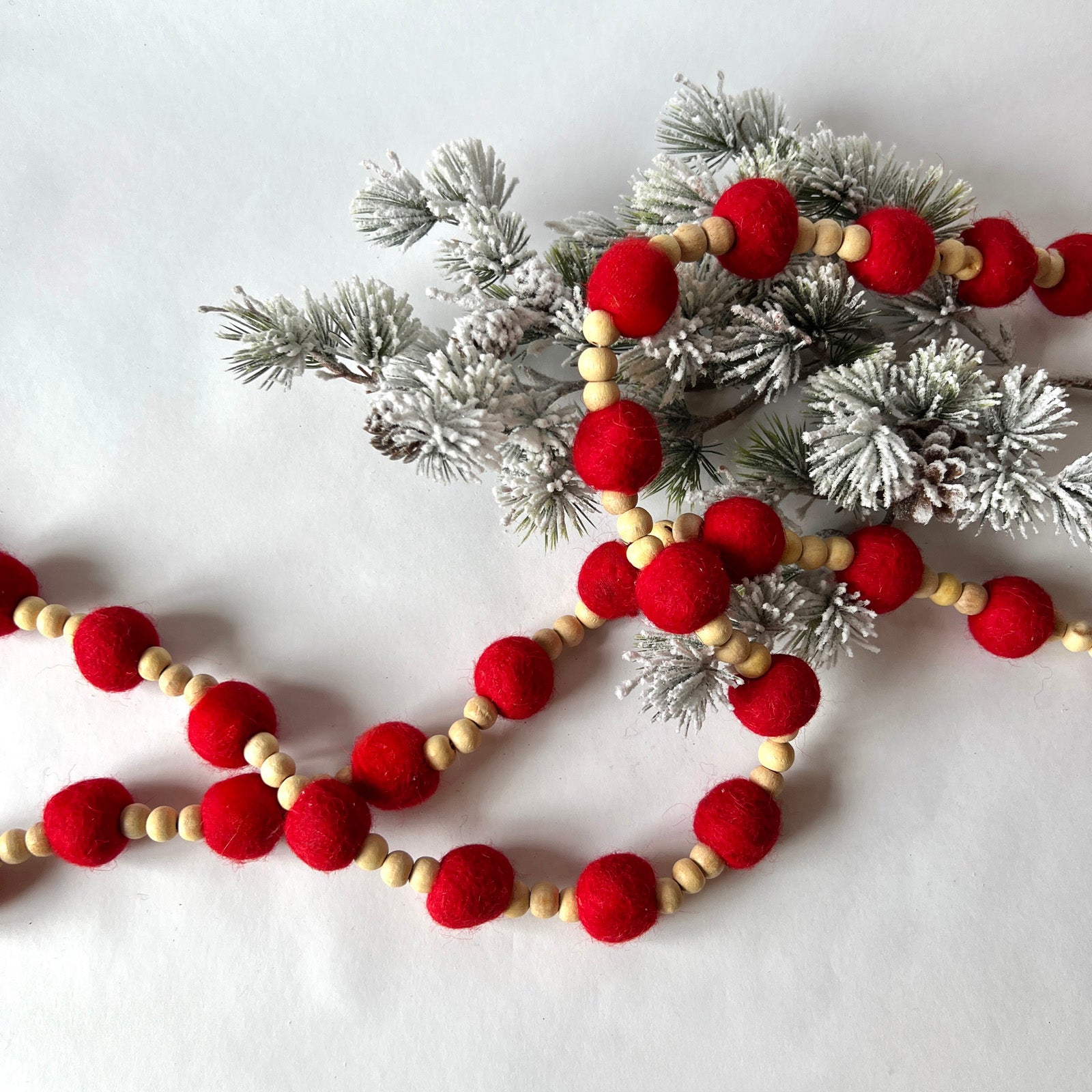 Red Wool Felt Bead Garland