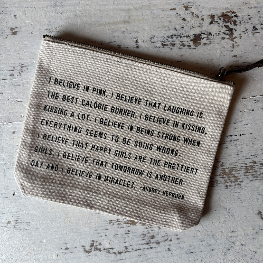 Canvas Zip Bag - I Believe In Pink