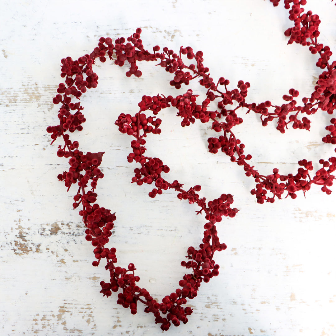6' Flocked Garland - Burgundy