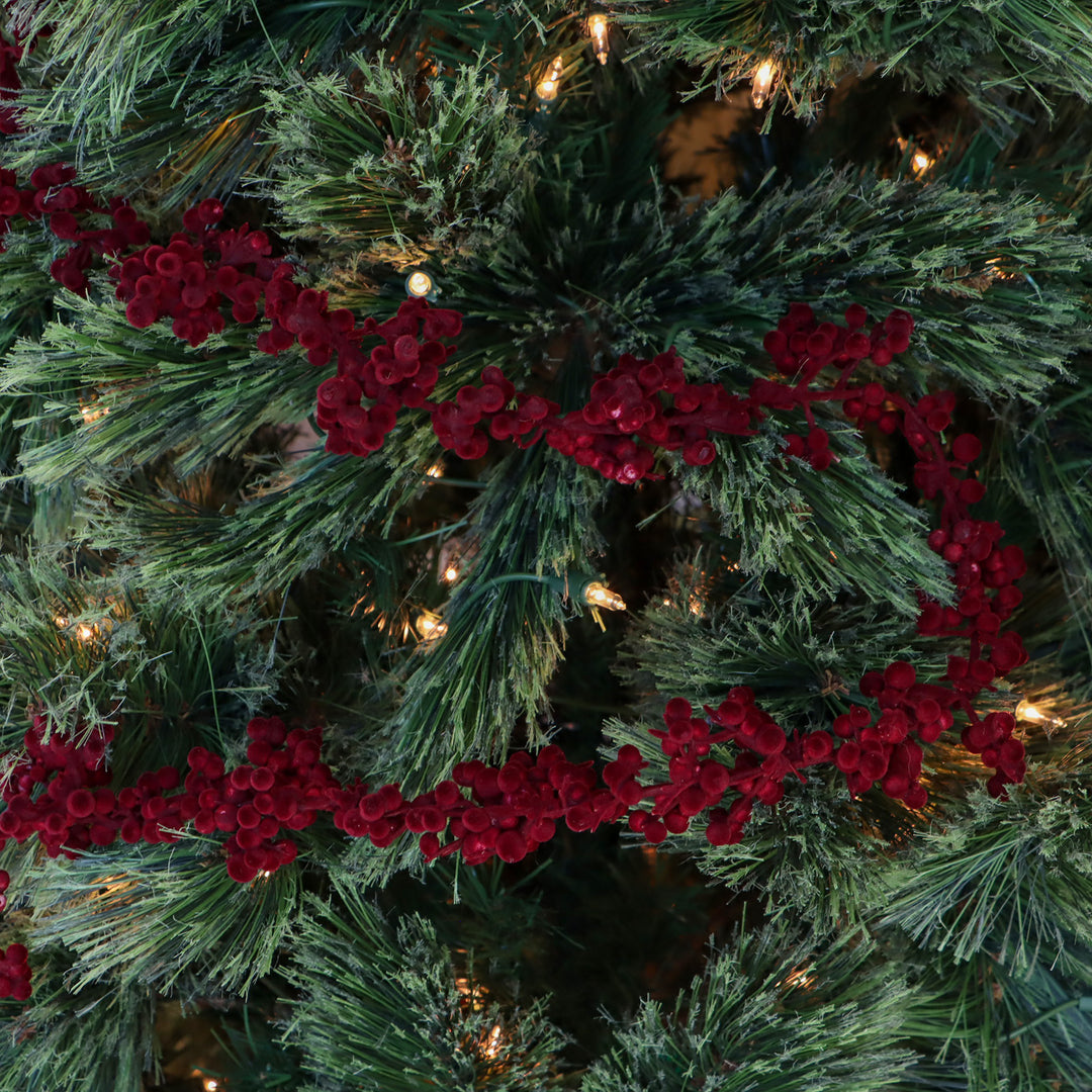 6' Flocked Garland - Burgundy