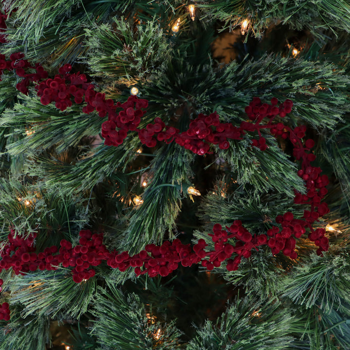 6' Flocked Garland - Burgundy