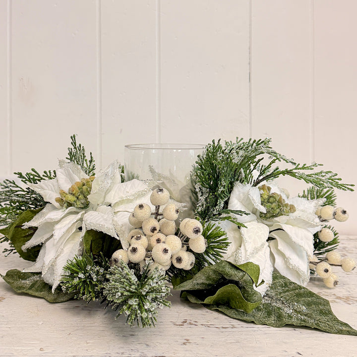 Iced Poinsettia Centerpiece - White