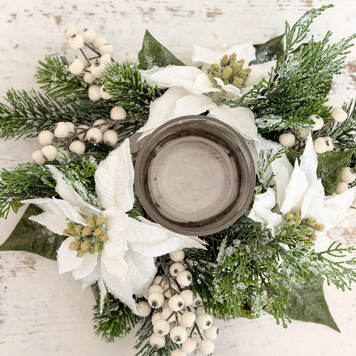 Iced Poinsettia Centerpiece - White