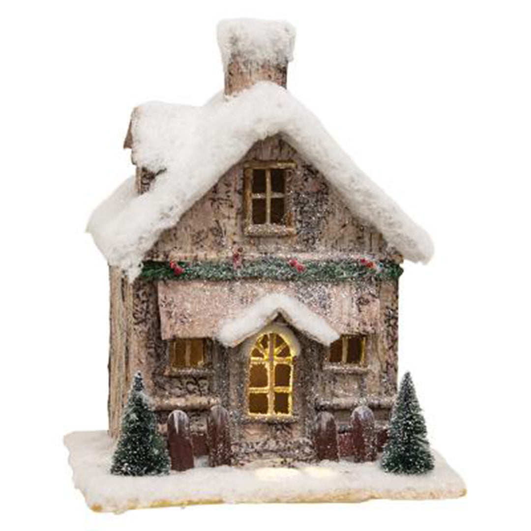 Lit Rustic Winter Cottage