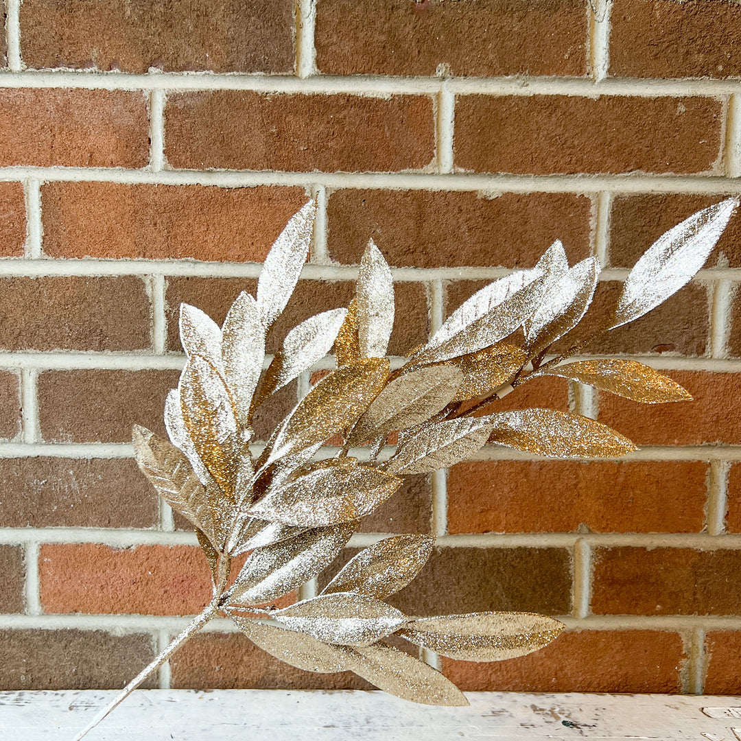 Glittered Bay Leaf - Champagne