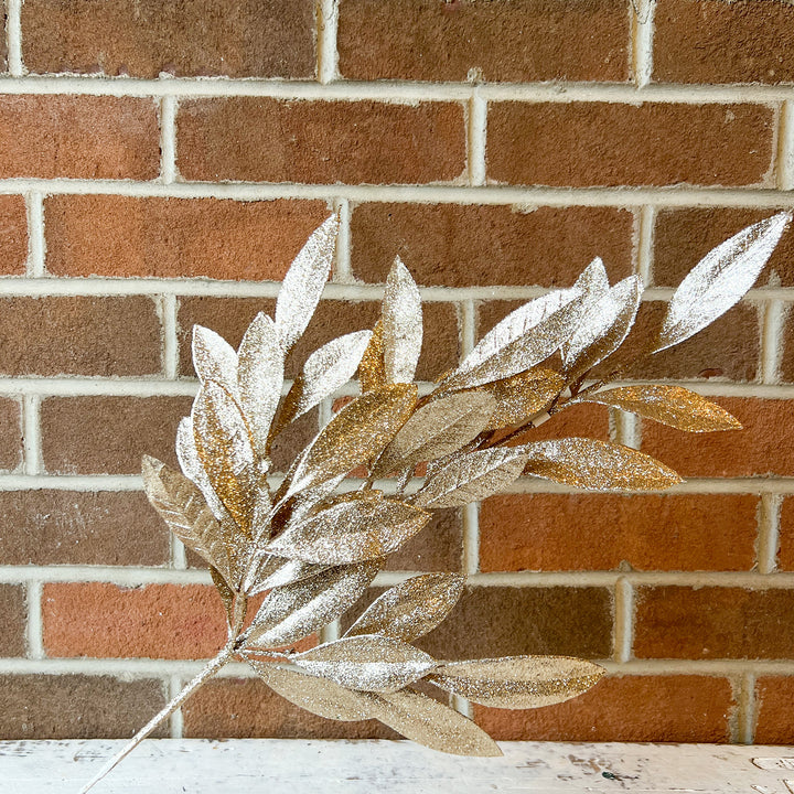 Glittered Bay Leaf - Champagne