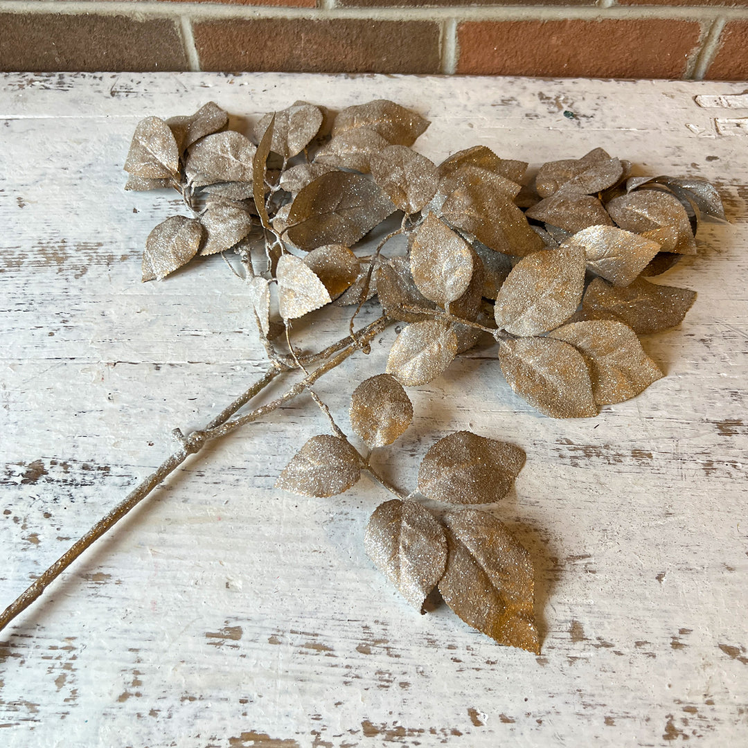 Glittered Rose Leaf - Beige