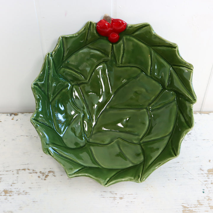 Holly Leaves Low Bowl